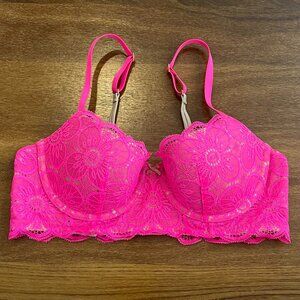Aerie Hot Pink Lace Balconette Bra 34B